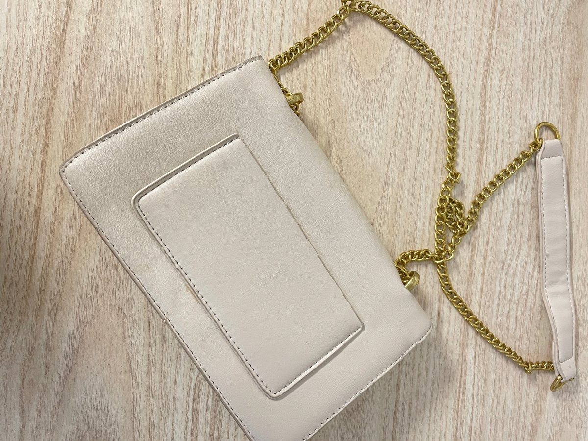 chic faux leather structured clasp chain shoulder bag - good market thrift store