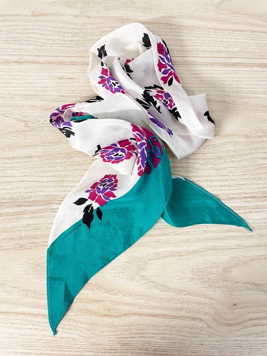 vintage 80s liz claiborne silk hair / neck scarf - good market thrift store
