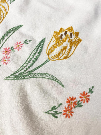 vintage repurposed flour sack embroidered dish towel - good market thrift store