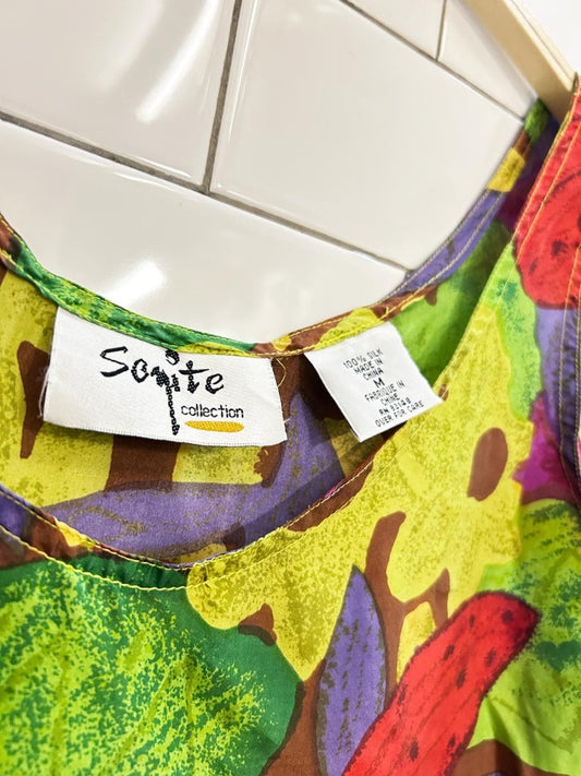 vintage 90s soqite col. 100% silk floral tank - good market thrift store
