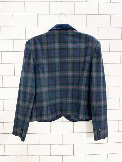 vintage 80s pendleton 100% wool velvet colar plaid jacket | made in USA - good market thrift store