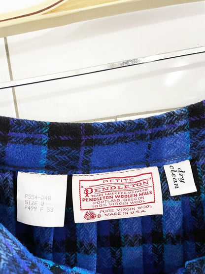 vintage 80s pendleton 100% wool plaid pleated midi skirt | made in USA - good market thrift store