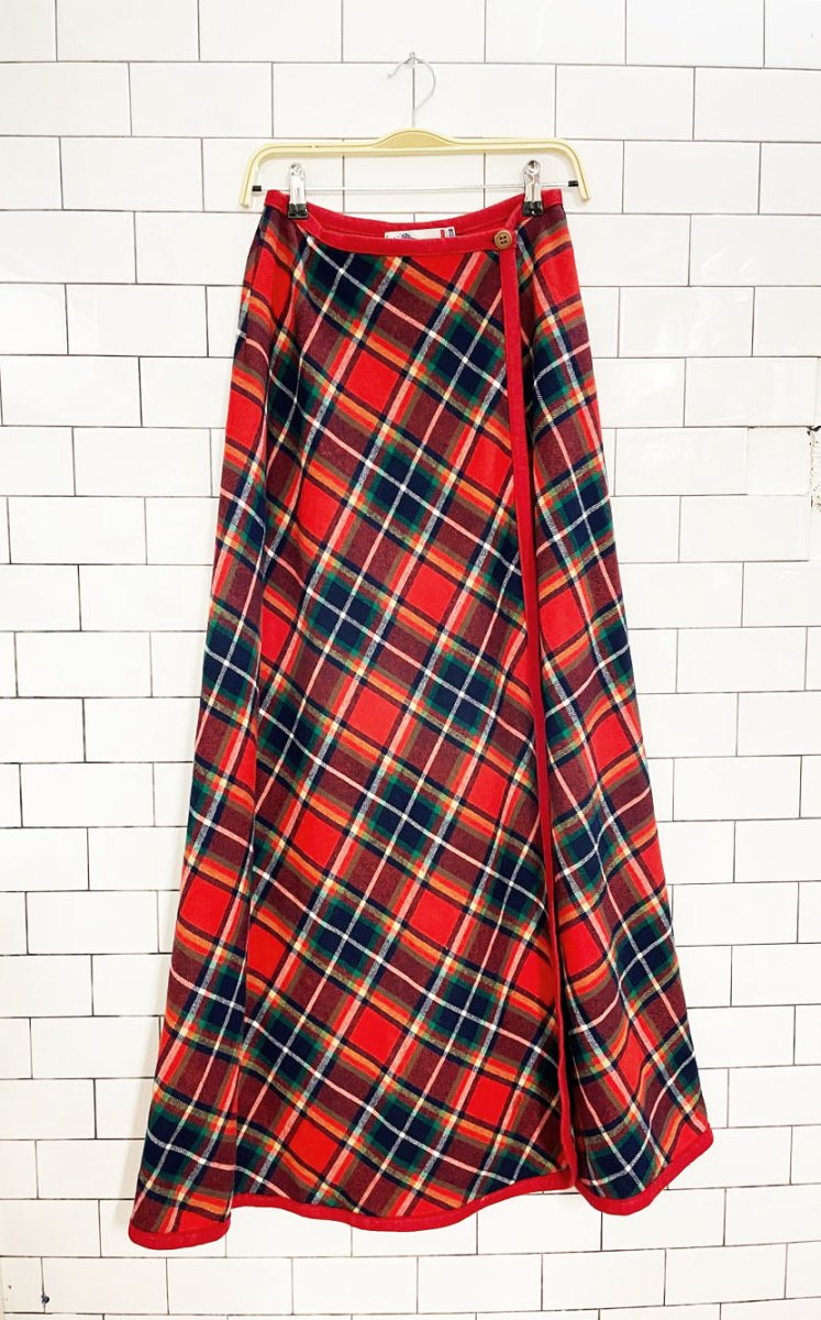 vintage 60s knockabouts by pendleton 100% wool tartan wrap maxi skirt | made in USA - good market thrift store