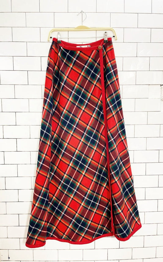 vintage 60s knockabouts by pendleton 100% wool tartan wrap maxi skirt | made in USA - good market thrift store