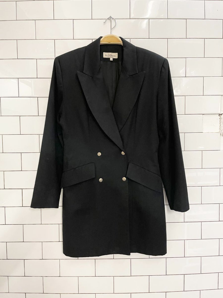 vintage 90s le chateau pleated tuxedo hem power shoulder blazer - good market thrift store