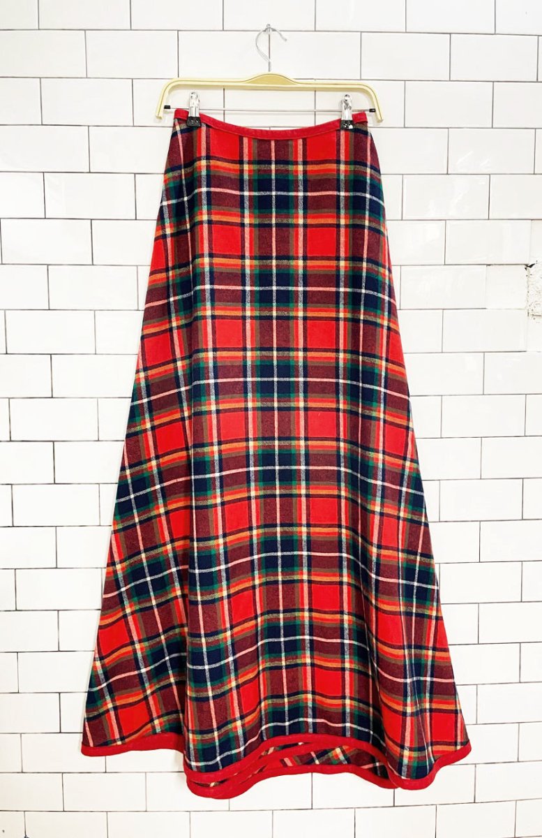vintage 60s knockabouts by pendleton 100% wool tartan wrap maxi skirt | made in USA - good market thrift store