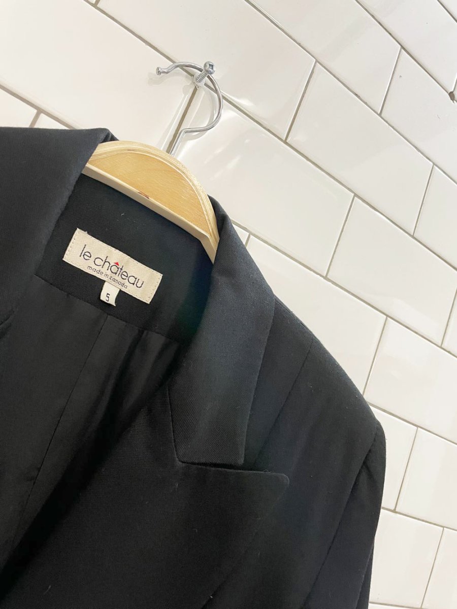 vintage 90s le chateau pleated tuxedo hem power shoulder blazer - good market thrift store