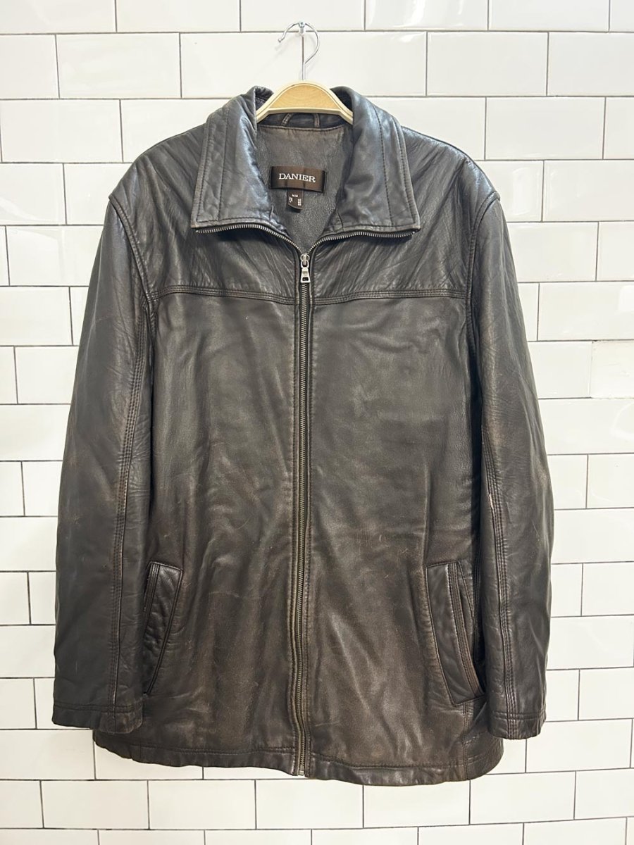 vintage 00s danier minimal zip leather jacket - good market thrift store