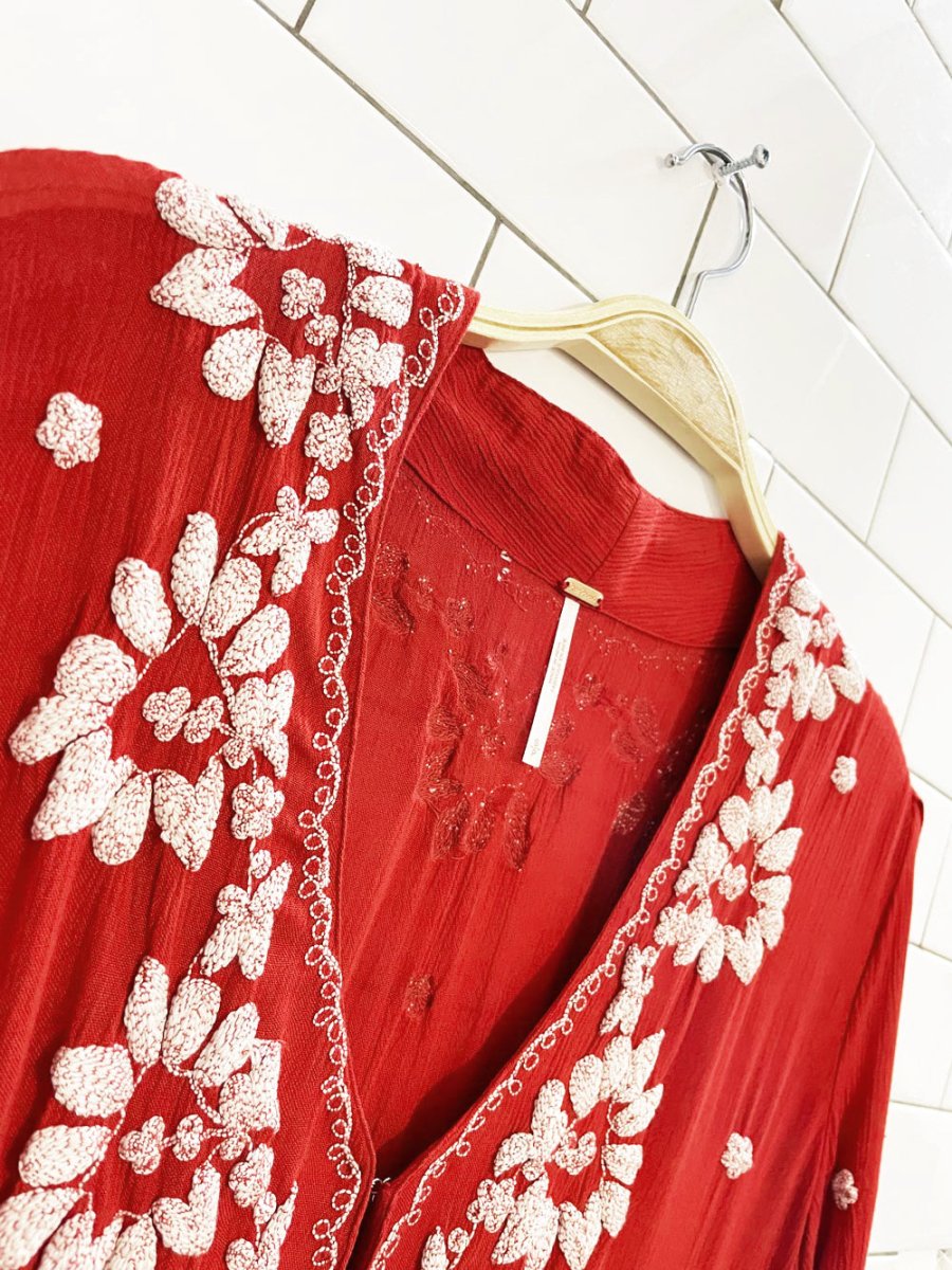 nwt free people fable boho embroidered midi dress - good market thrift store