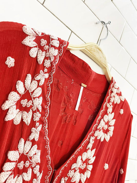 nwt free people fable boho embroidered midi dress - good market thrift store