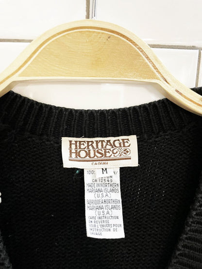 vintage 90s heritage house daisy knit short sleeve cardigan | made in USA - good market thrift store