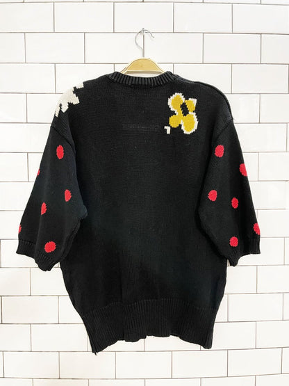 vintage 90s heritage house daisy knit short sleeve cardigan | made in USA - good market thrift store