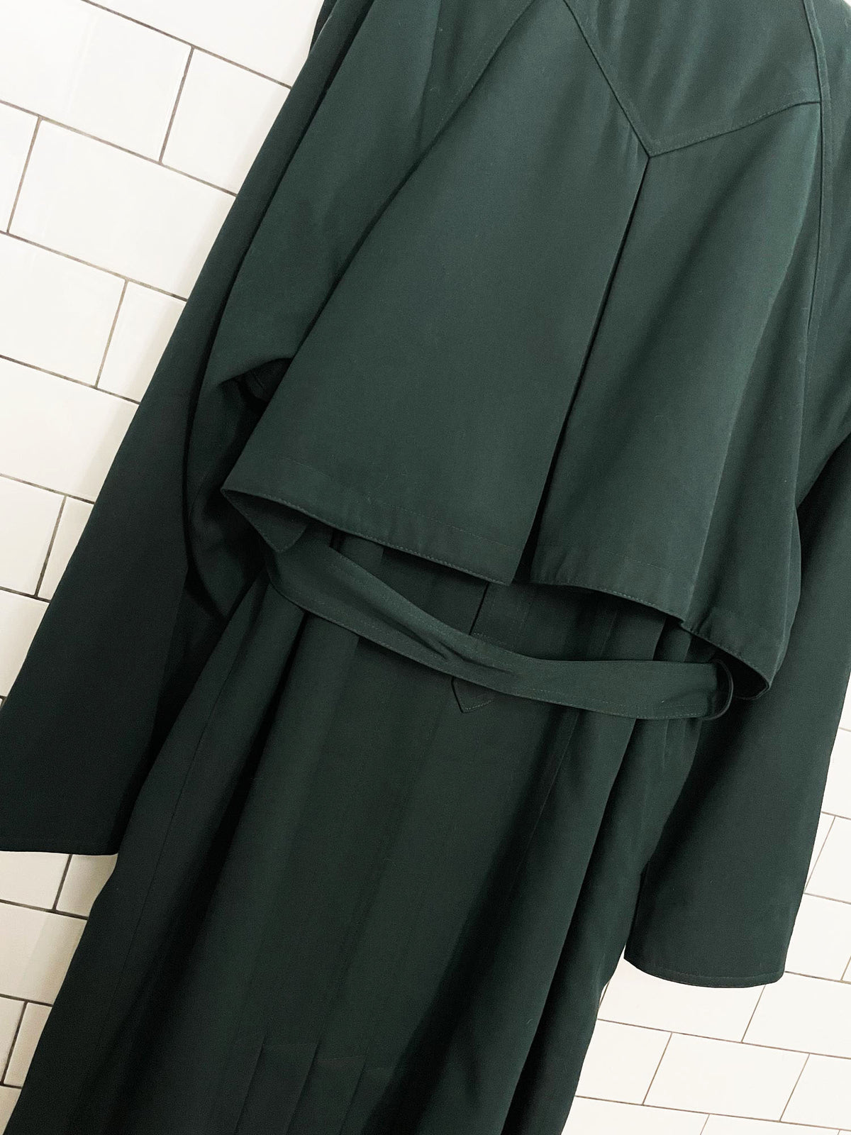 vintage j gallery cape back pleated belted trench coat | removable liner