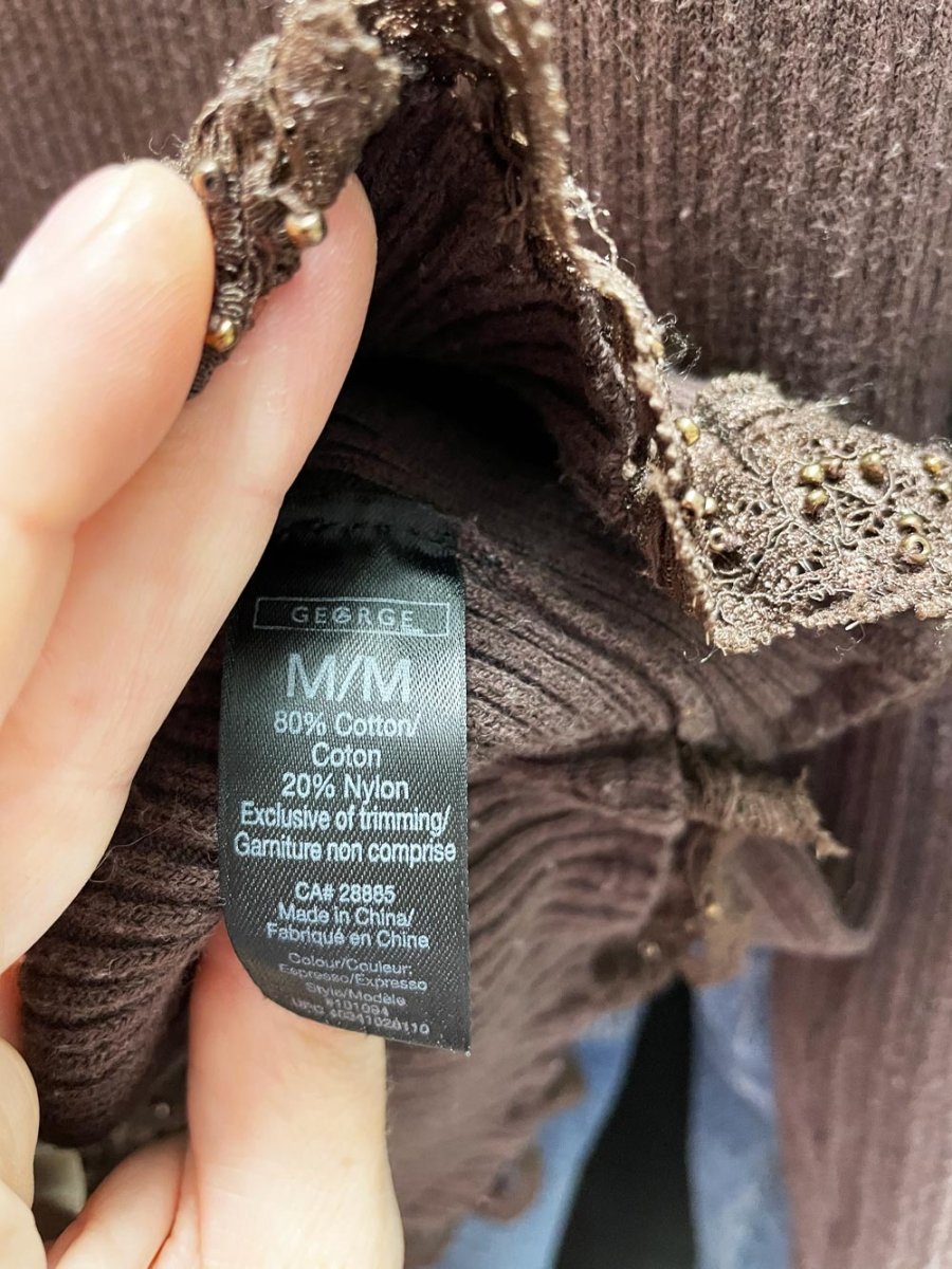 y2k george lace trim ribbed long sleeve top - good market thrift store