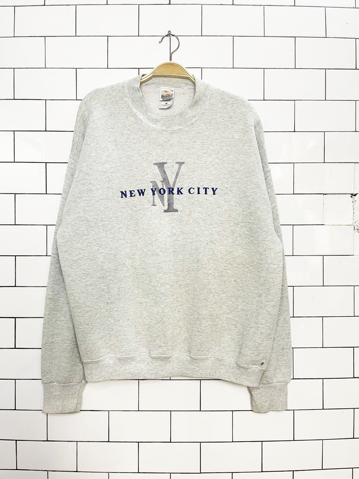 vintage new york city embroidered spell out sweatshirt | fruit of the loom