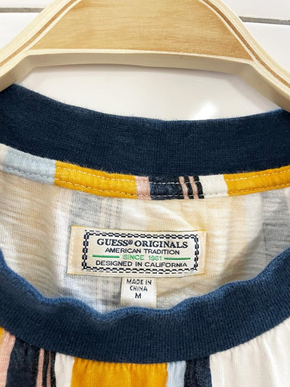 y2k guess embroidered logo striped tee - good market thrift store