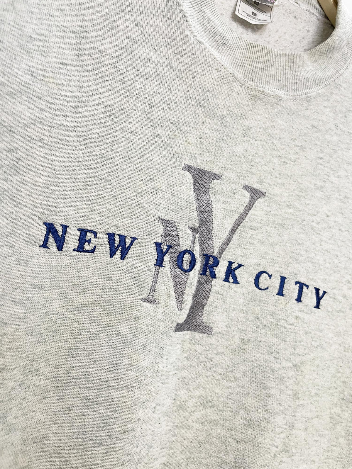 vintage new york city embroidered spell out sweatshirt | fruit of the loom
