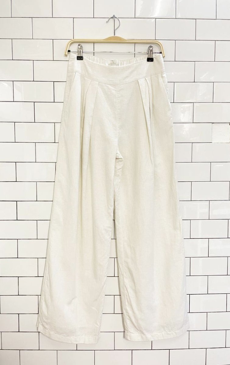 abercrombie linen - blend pleated wide leg pant - good market thrift store