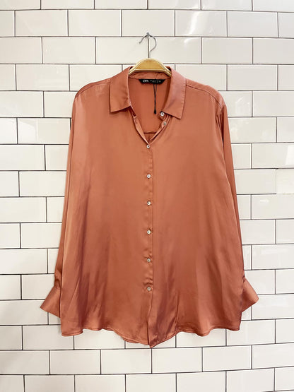 zara satin oversized shirt - good market thrift store