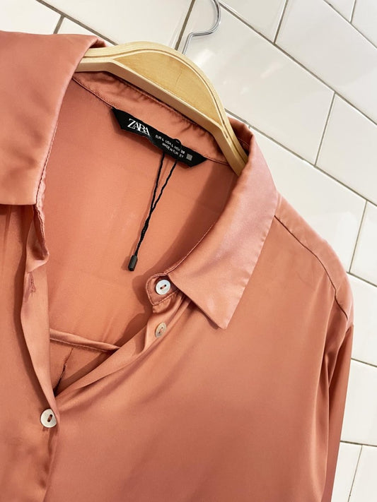 zara satin oversized shirt - good market thrift store