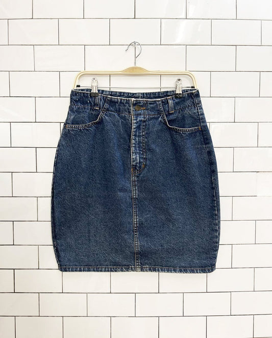 vintage 80s daniel hechter high waisted mini denim skirt - good market thrift store