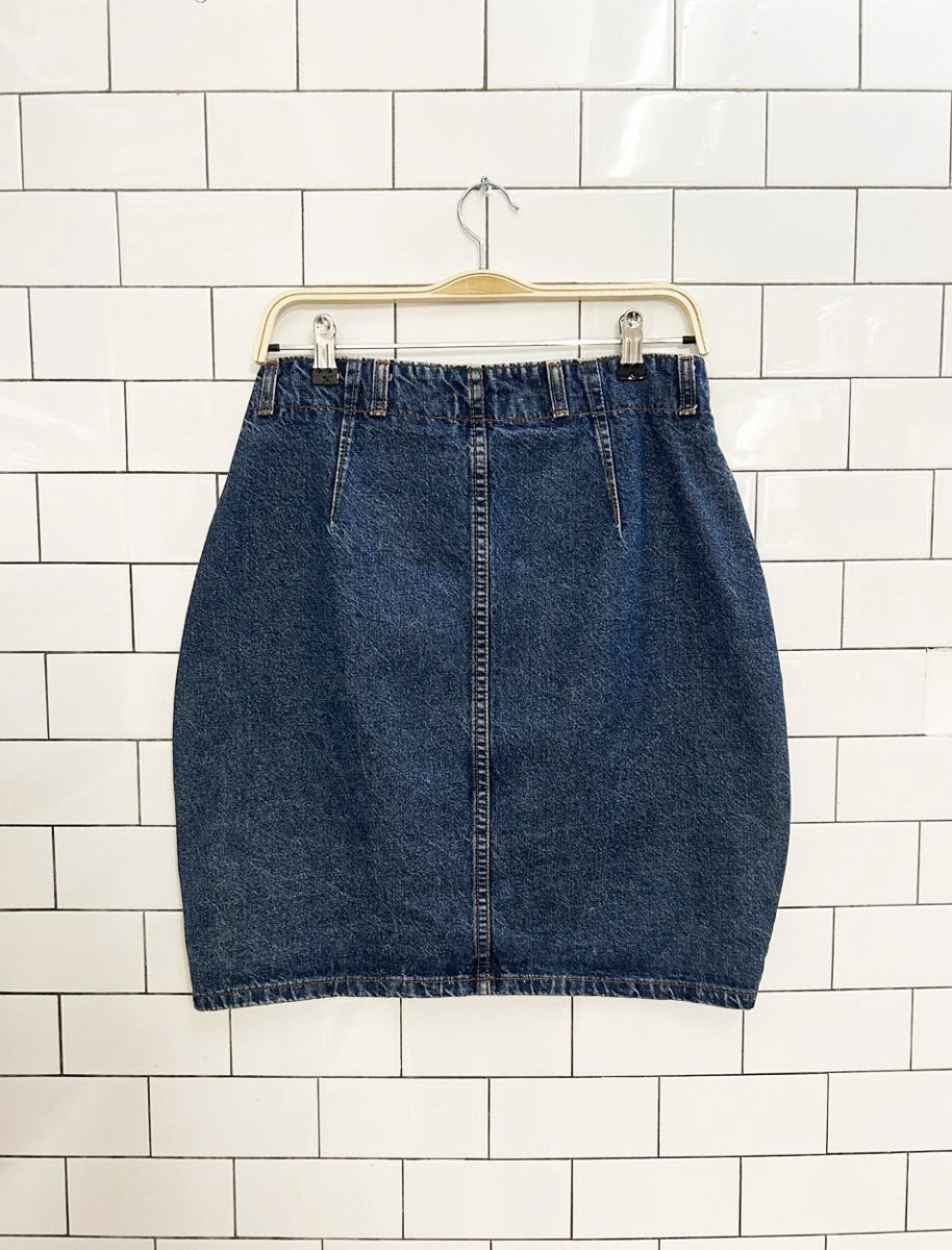 vintage 80s daniel hechter high waisted mini denim skirt - good market thrift store