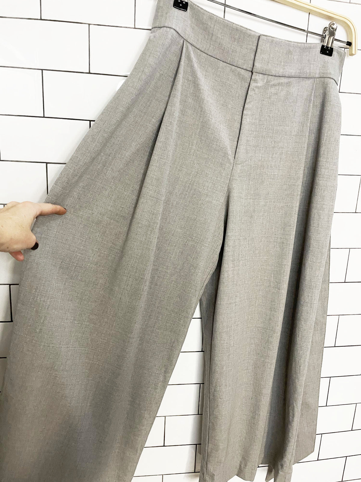 club monaco wool-blend pleated wide leg belted pants