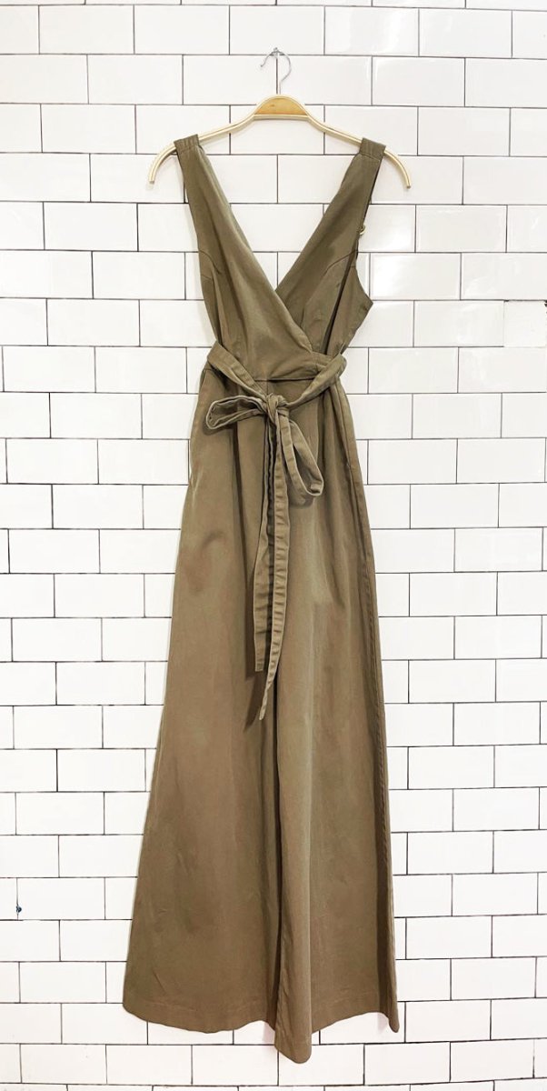 chino anthropologie scalloped belted wide leg jumpsuit - good market thrift store