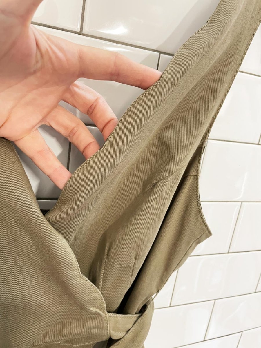 chino anthropologie scalloped belted wide leg jumpsuit - good market thrift store