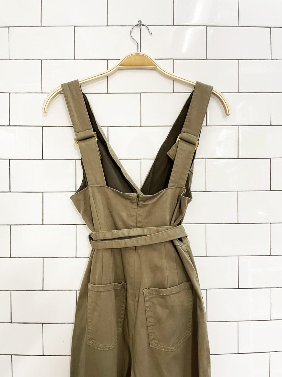 chino anthropologie scalloped belted wide leg jumpsuit - good market thrift store
