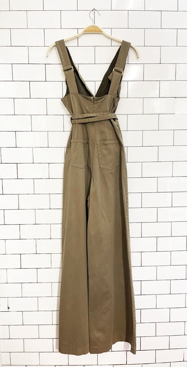 chino anthropologie scalloped belted wide leg jumpsuit - good market thrift store