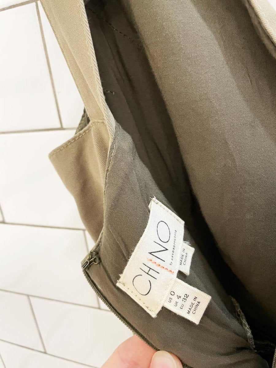 chino anthropologie scalloped belted wide leg jumpsuit - good market thrift store