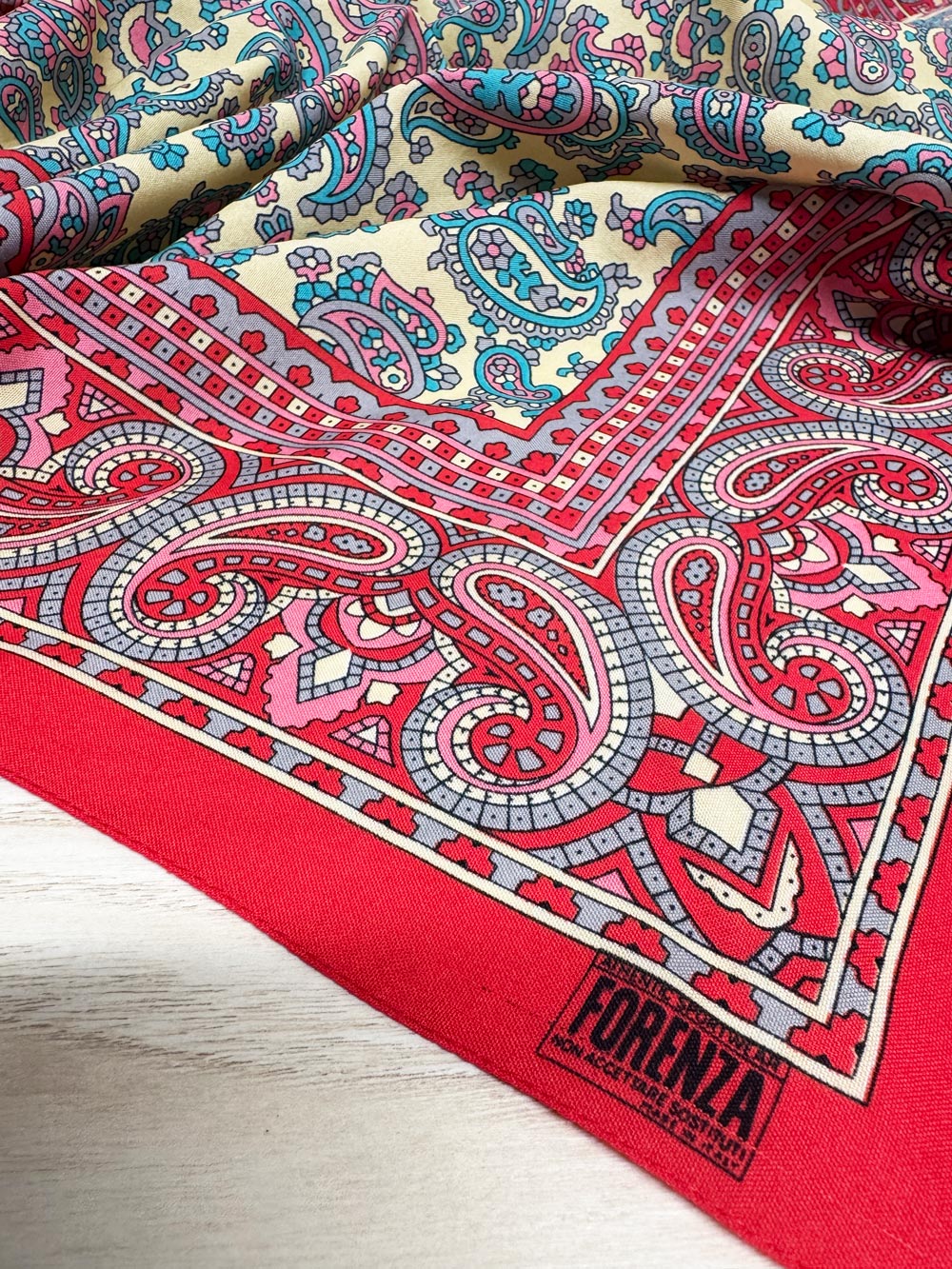 vintage forenza paisley xl square poly scarf | made in Italy