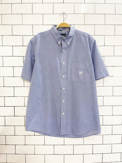 chaps ralph lauren crest pocket micro plaid shirt - good market thrift store