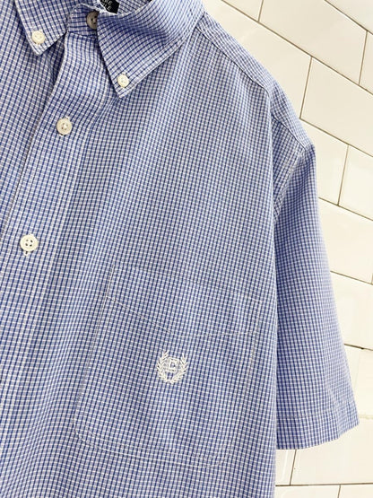 chaps ralph lauren crest pocket micro plaid shirt - good market thrift store