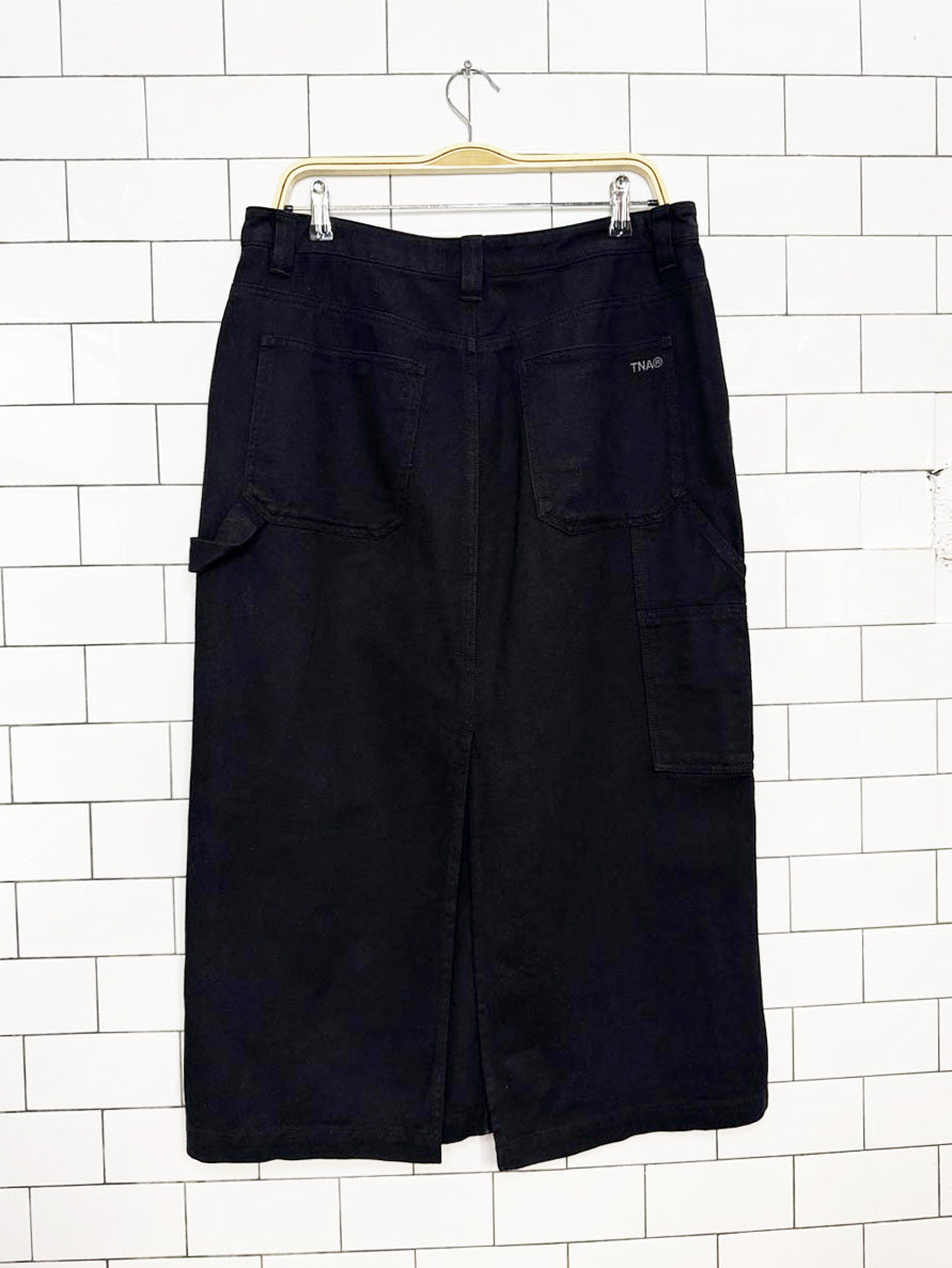 tna greenwich twill carpenter midi skirt | aritzia