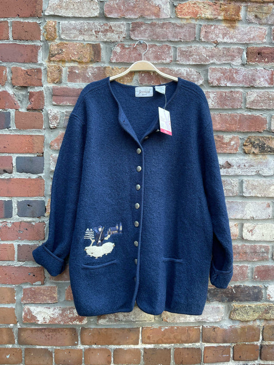 vintage 00s jessica boiled wool sheep farmer jacket