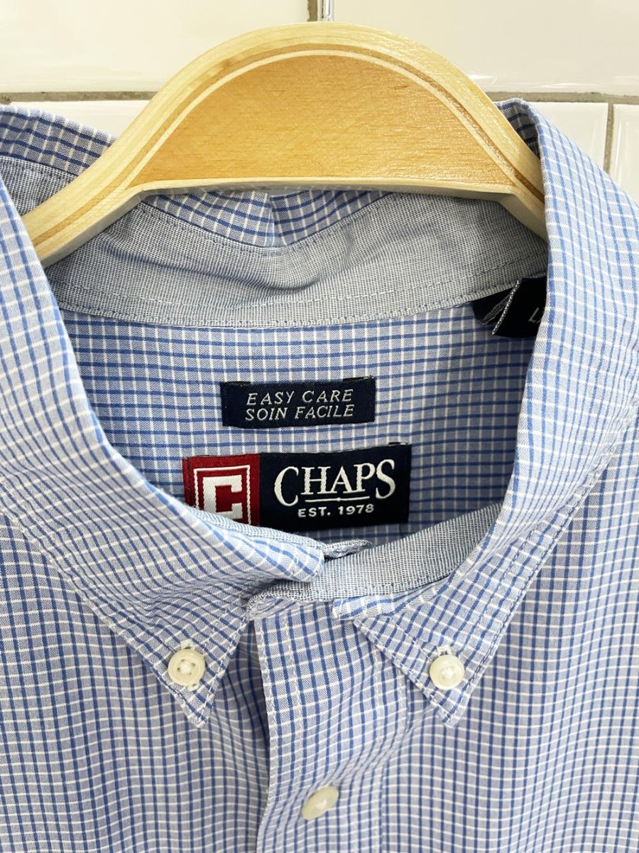 chaps ralph lauren crest pocket micro plaid shirt - good market thrift store