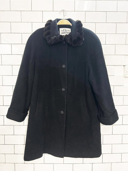 vintage the old mill mink trim wool - cashmere coat - good market thrift store