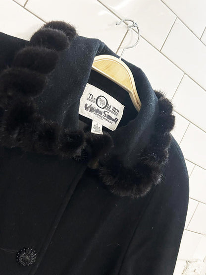 vintage the old mill mink trim wool - cashmere coat - good market thrift store