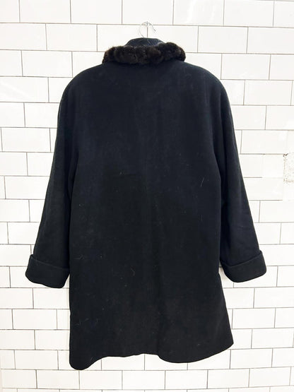 vintage the old mill mink trim wool - cashmere coat - good market thrift store