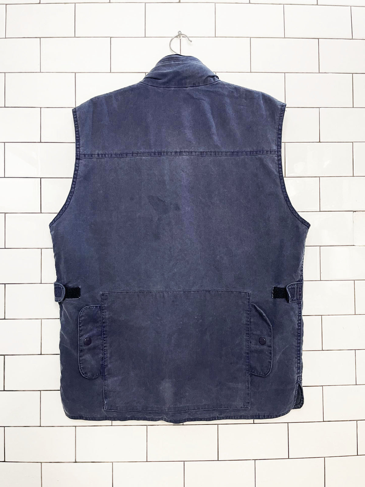 vintage 80s banana republic full zip utility vest | packable hood