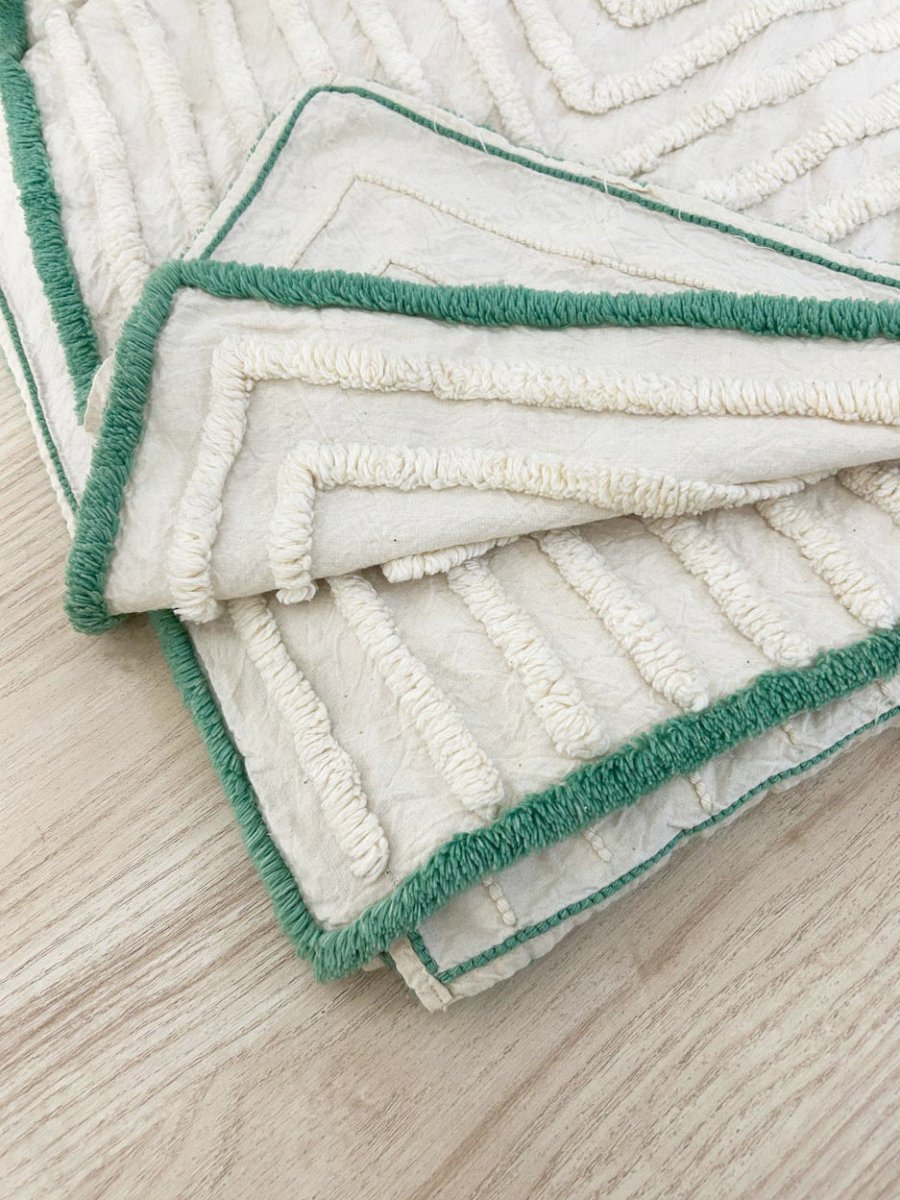 vintage 60s flower garden tufted bedspread - good market thrift store