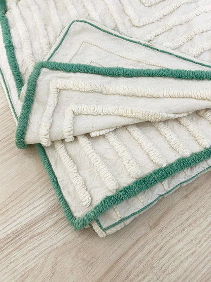 vintage 60s flower garden tufted bedspread - good market thrift store