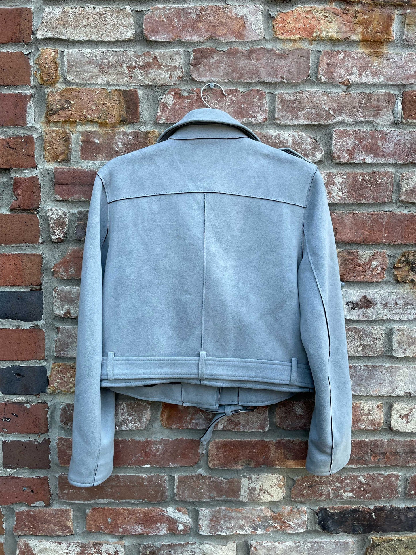zara grey faux suede biker jacket