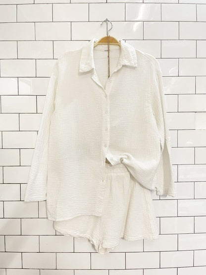 x2 gauze cotton resort shirt + shorts set - good market thrift store