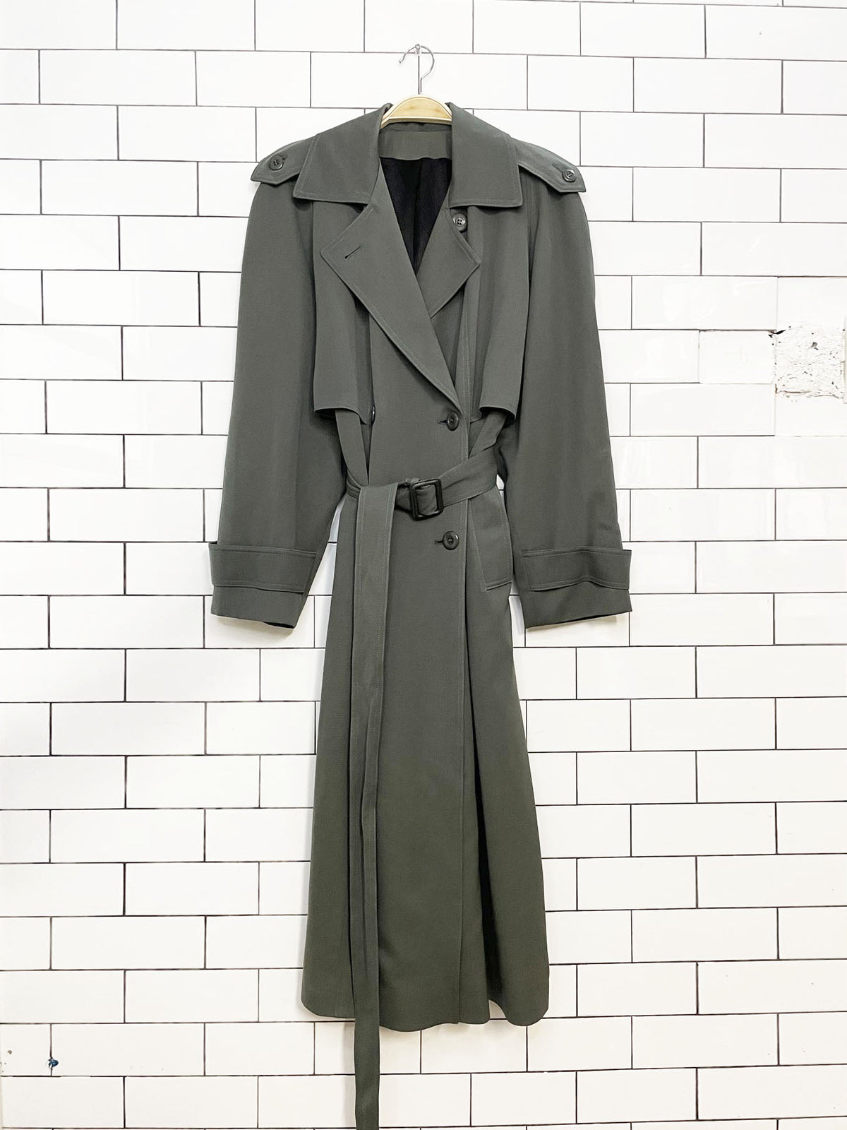 vintage lorne 100% wool cape-back trench coat | made in Toronto