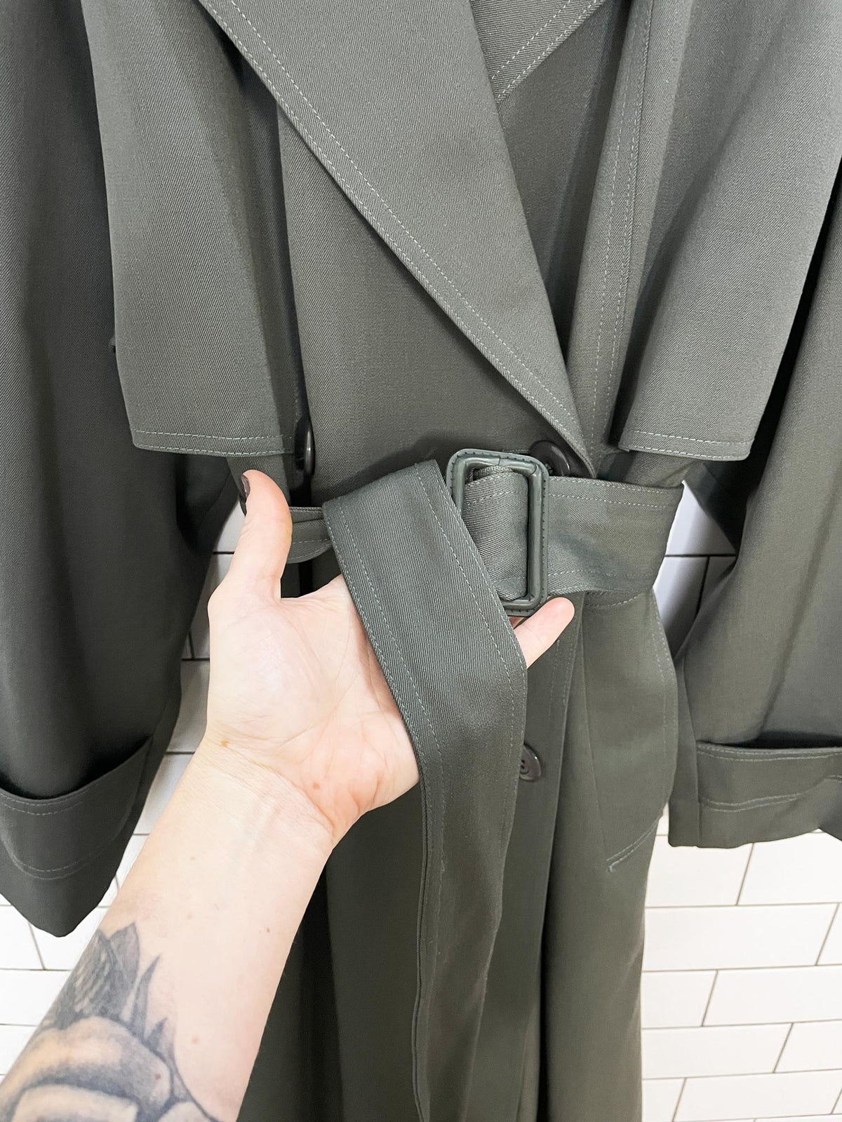 vintage lorne 100% wool cape-back trench coat | made in Toronto