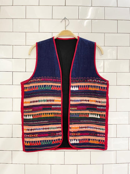 vintage handmade boho woven open vest - good market thrift store