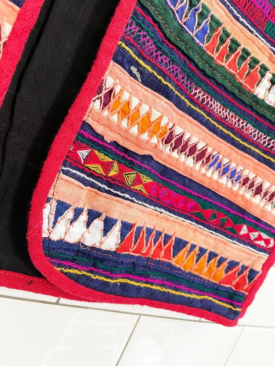 vintage handmade boho woven open vest - good market thrift store